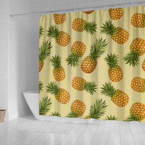 Pineapple Pattern Pokka Dot Background Shower Curtain Fulfilled In US