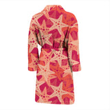 Starfish Red Theme Pattern Men Bathrobe