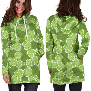 Lime Pattern Background Women Hoodie Dress