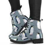 Penguin Pattern Theme Leather Boots