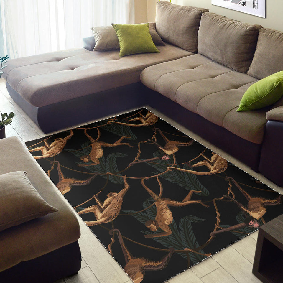 Monkey Pattern Black Background Area Rug