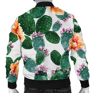 Cactus and Flower Pattern Men Bomber Jacket