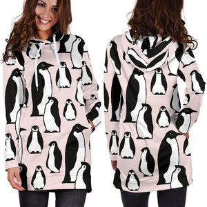 Penguin Pattern Background Women Hoodie Dress