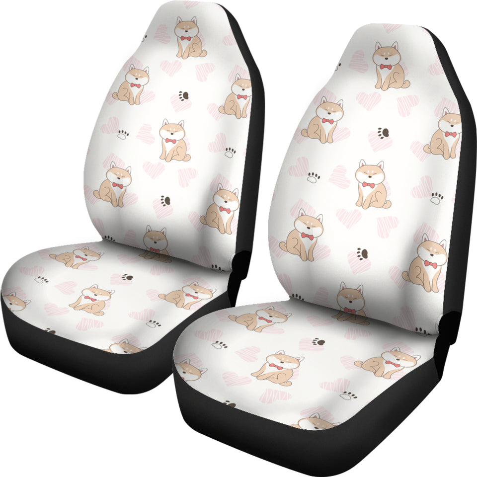 Cute Shiba Inu Heart Pattern Universal Fit Car Seat Covers