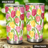 Pink Red Yellow Tulip Pattern Tumbler