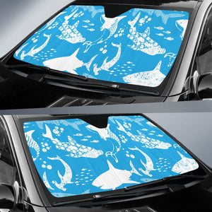Shark Pattern Blue Theme Car Sun Shade