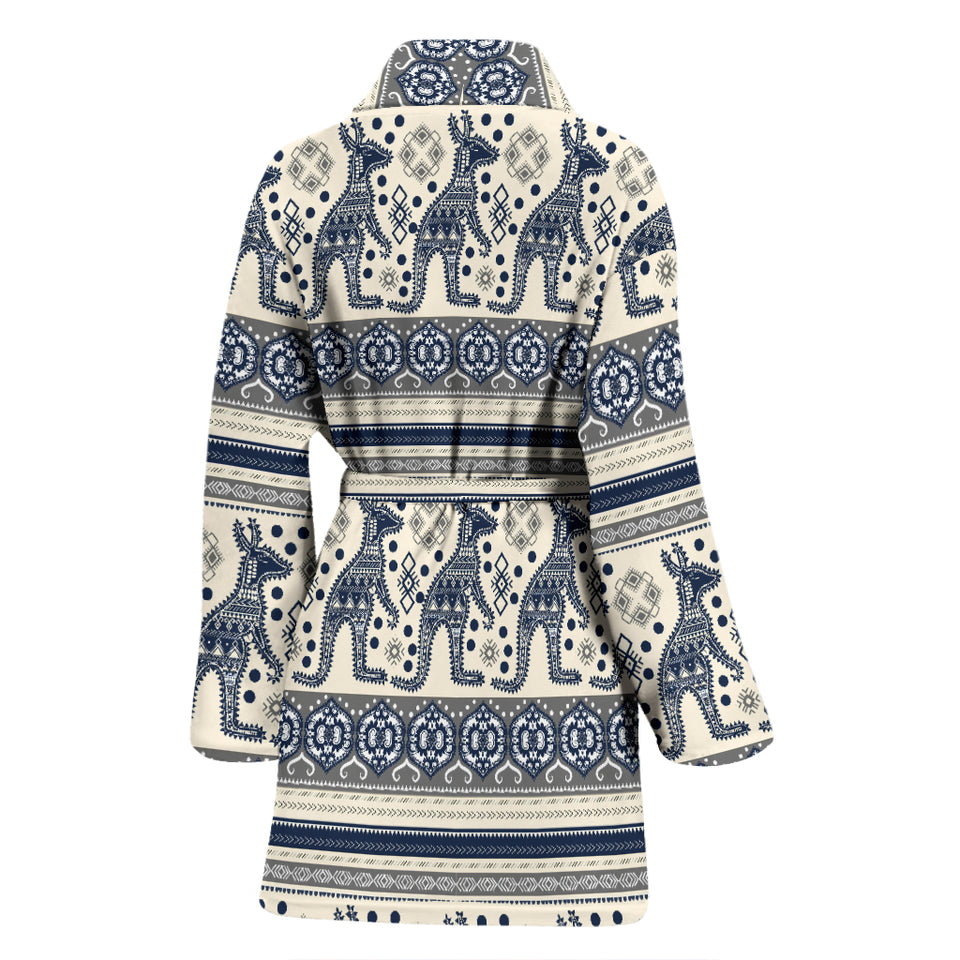 Kangaroo Aboriginal Pattern Ethnic Motifs Women Bathrobe