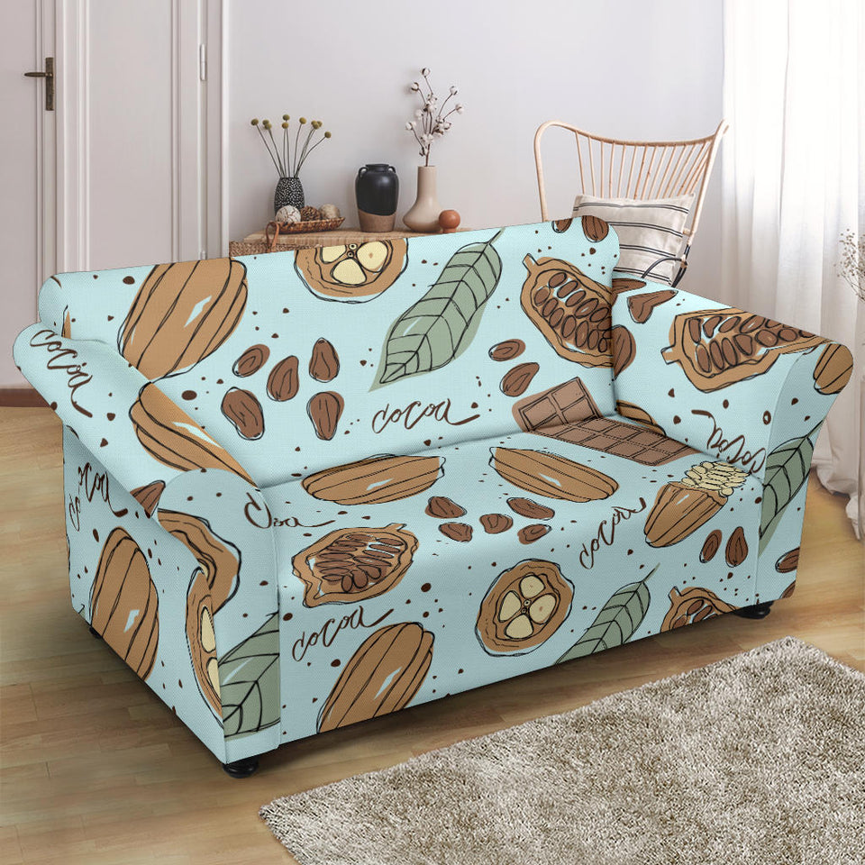 Hand Drawn Cocoa Pattern Loveseat Couch Slipcover