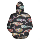 Whale Flower Tribal Pattern Men Women Pullover Hoodie