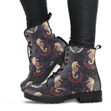 Seahorse Pattern Leather Boots