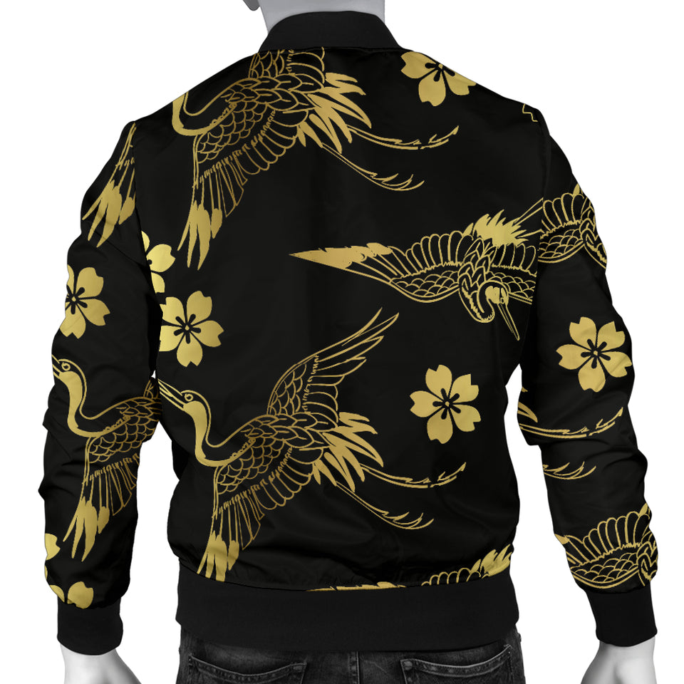 Gold Japanese Theme Pattern Men Bomber Jacket