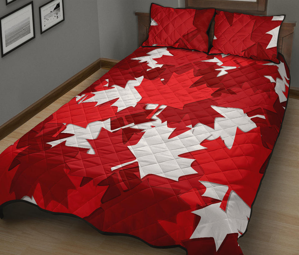 Canadian Maple Leaves Pattern Quilt Bed Set