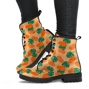 Papaya Leaves Pattern Leather Boots