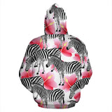 Zebra Red Hibiscus Pattern Men Women Pullover Hoodie