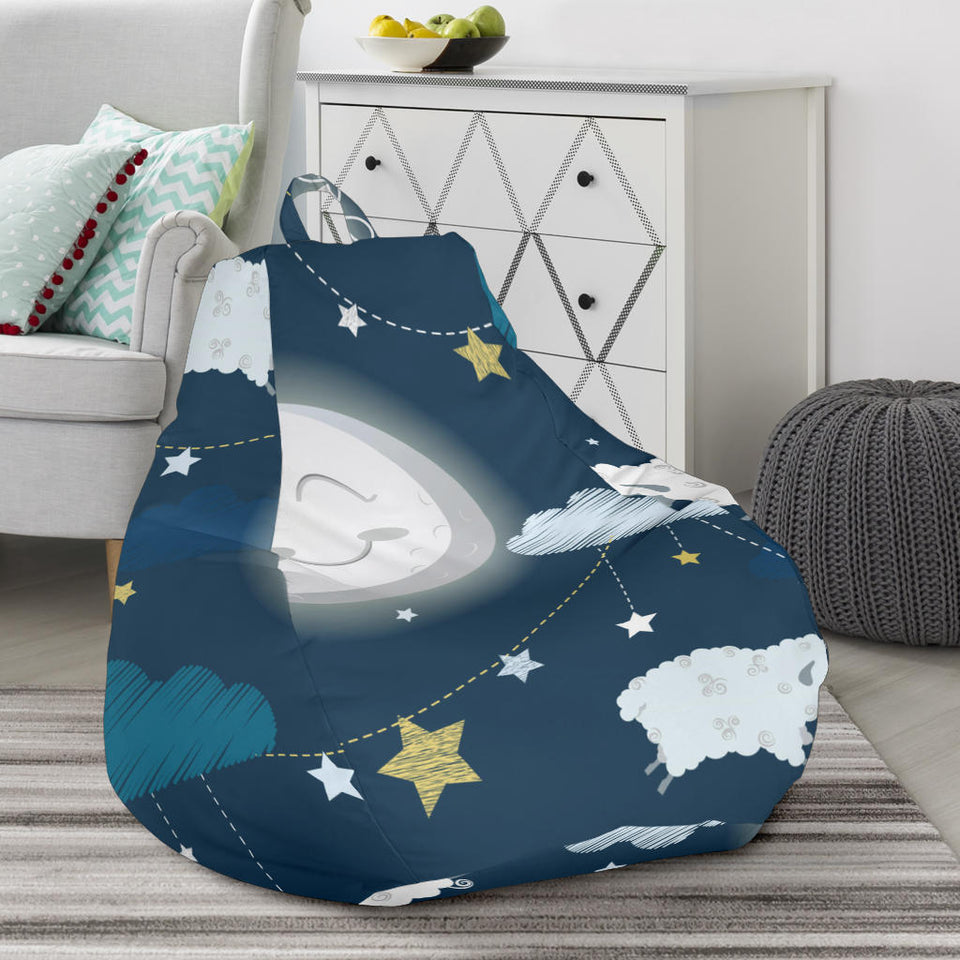 Sheep Playing Could Moon Pattern  Bean Bag Cover