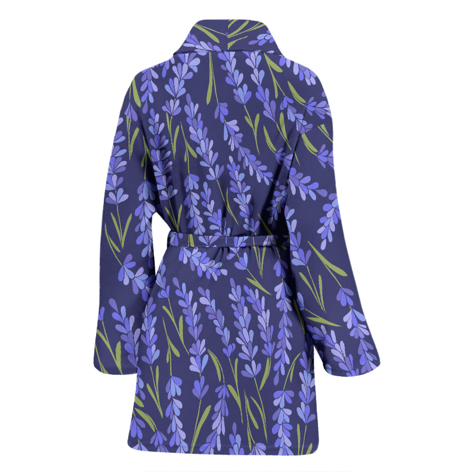 Lavender Theme Pattern Women Bathrobe