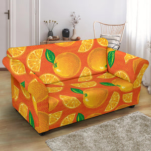 Orange Pattern background Loveseat Couch Slipcover