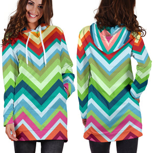 Rainbow Zigzag Chavron Pattern Women Hoodie Dress