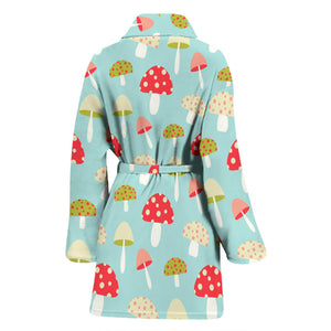 Mushroom Pattern Background Women Bathrobe