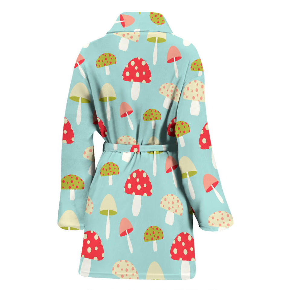 Mushroom Pattern Background Women Bathrobe