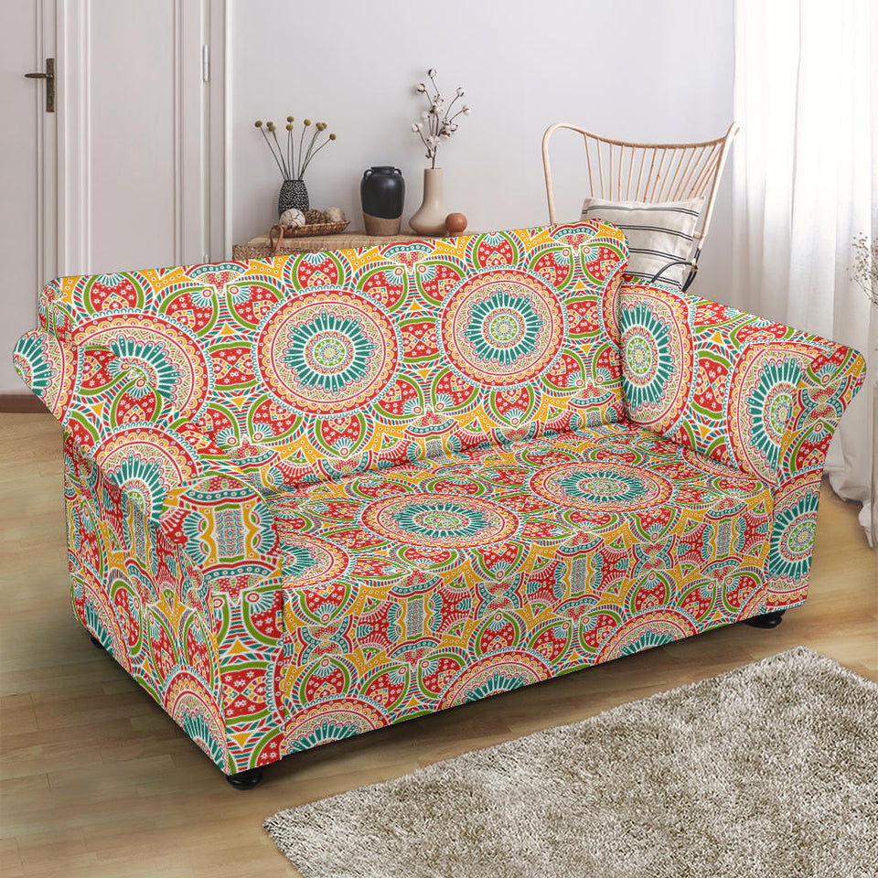 Indian Theme Pattern Loveseat Couch Slipcover