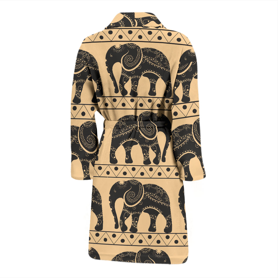 Elephant Pattern Ethnic Motifs Men Bathrobe