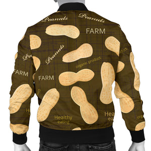 Peanut Pattern Green Background Men Bomber Jacket