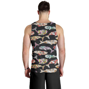 Whale Flower Tribal Pattern Men Tank Top