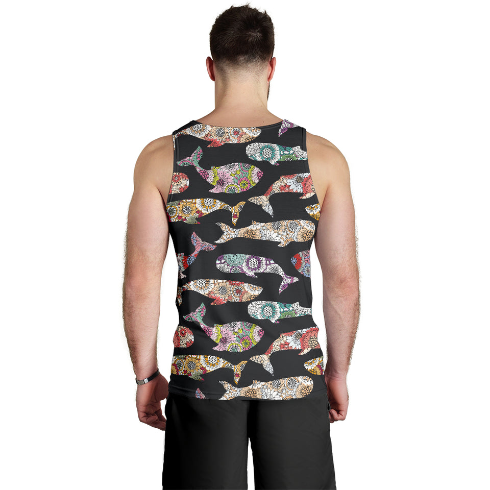 Whale Flower Tribal Pattern Men Tank Top