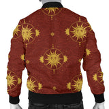 Sun Pattern Red Background Men Bomber Jacket