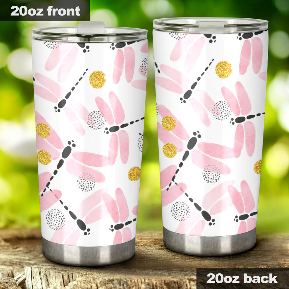 Pink Dragonfly Pattern Tumbler