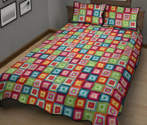 Rainbow Rectancular Pattern Quilt Bed Set