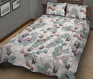 French Bulldog Skating Pattern Quilt Bed Set