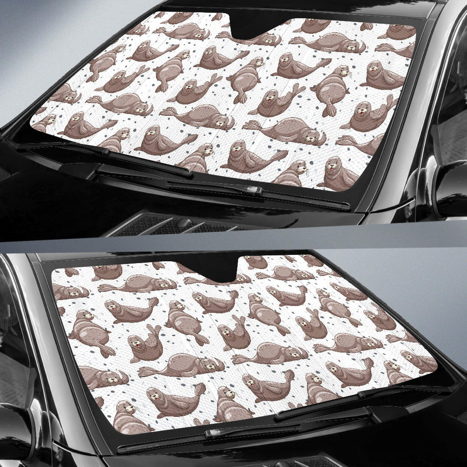 Sea Lion Pattern Background Car Sun Shade