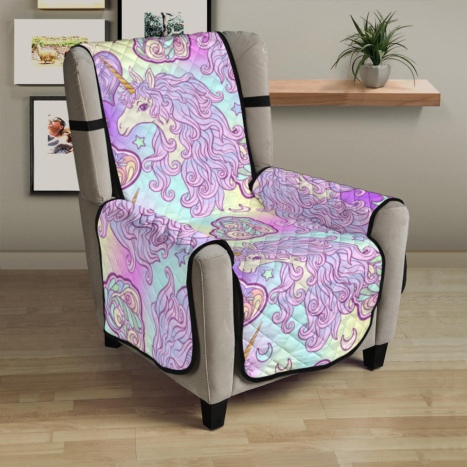 Unicorn Heart Pattern Chair Cover Protector