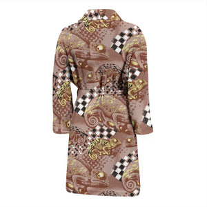 Chameleon Lizard Pattern Men Bathrobe