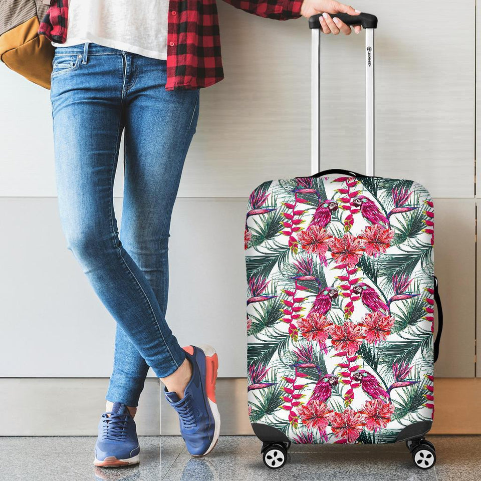Pink Parrot Heliconia Pattern Cabin Suitcases Luggages