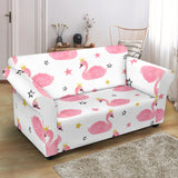 Pink Swan Pattern Loveseat Couch Slipcover