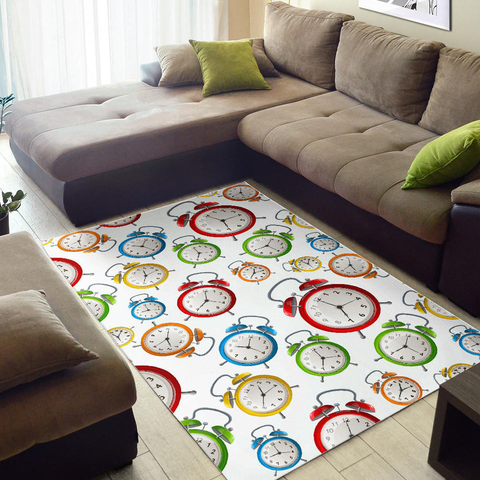 Colorful Clock Pattern Area Rug