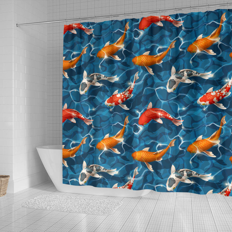 Koi Fish Carp Fish in Water Pattern Shower Curtain Fulfilled In US