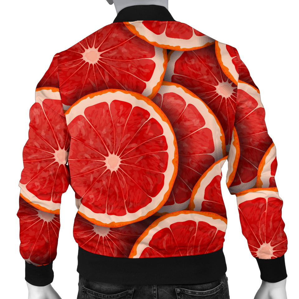 Sliced Grapefruit Pattern Background Men Bomber Jacket