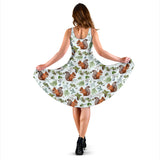 Squirrel Pattern Print Design 02 Sleeveless Midi Dress