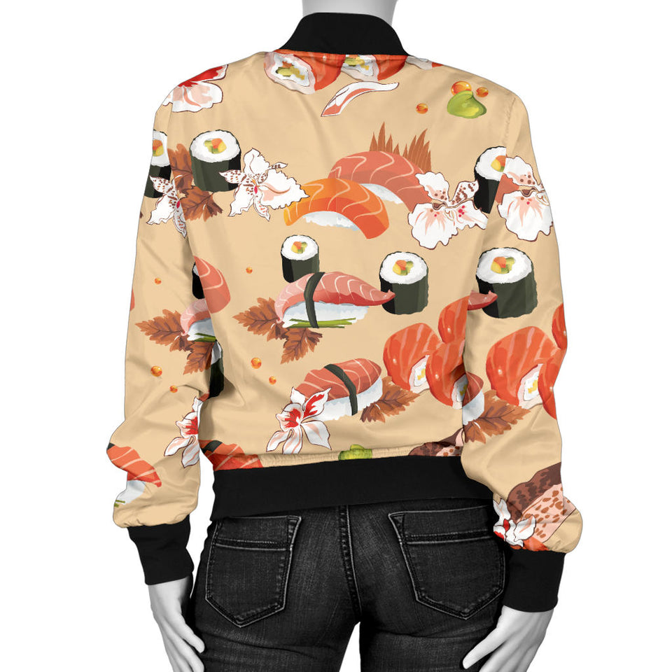 Sushi Pattern Women Bomber Jacket