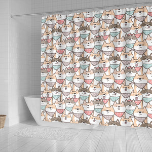 Shiba Inu Pattern Shower Curtain Fulfilled In US