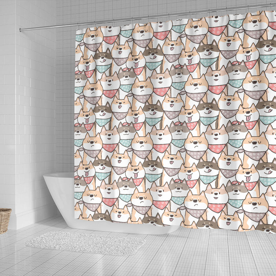 Shiba Inu Pattern Shower Curtain Fulfilled In US