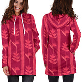 Heliconia Pink Pattern Women Hoodie Dress