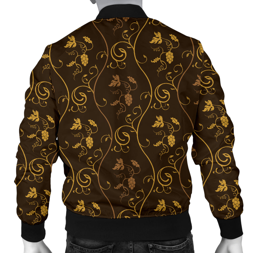 Gold Grape Pattern Men Bomber Jacket