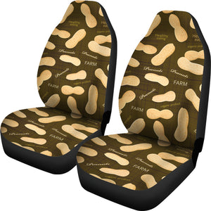 Peanut Pattern Green Background Universal Fit Car Seat Covers