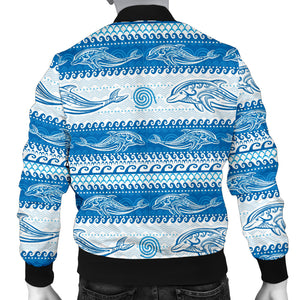 Dolphin Tribal Pattern background Men Bomber Jacket