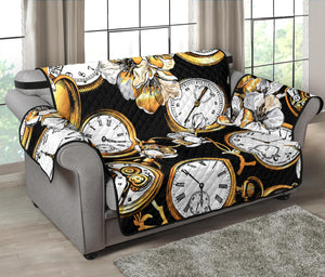 Clock Flower Pattern Loveseat Couch Cover Protector